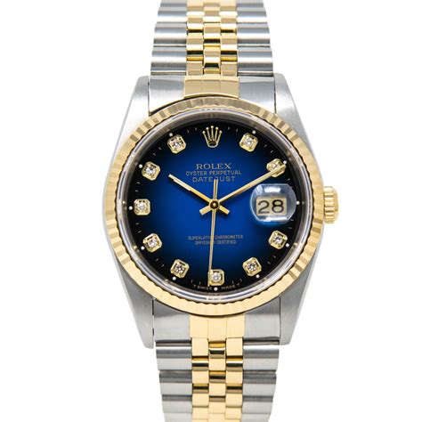 rolex datejust gold blau